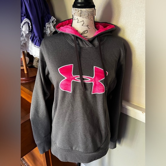 🩶 Under Armour Hoodie Women's Heather Grey Pink Embroidered
Logo Cold Gear - Picture 6 of 6